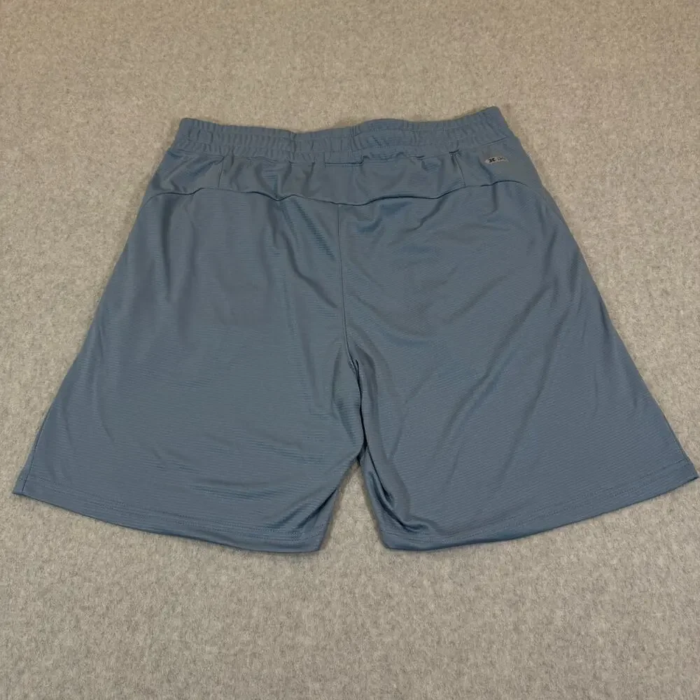 RBX Men's Athletic Shorts Large L Slate Blue Interlock Stripe Zip Pockets 8